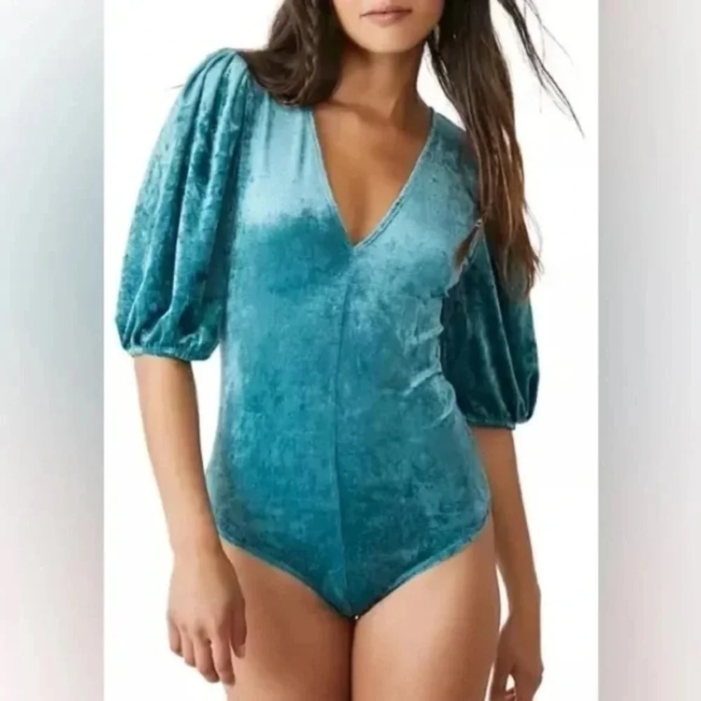 Free People | Don't You Wish Bodysuit Deep Teal Small